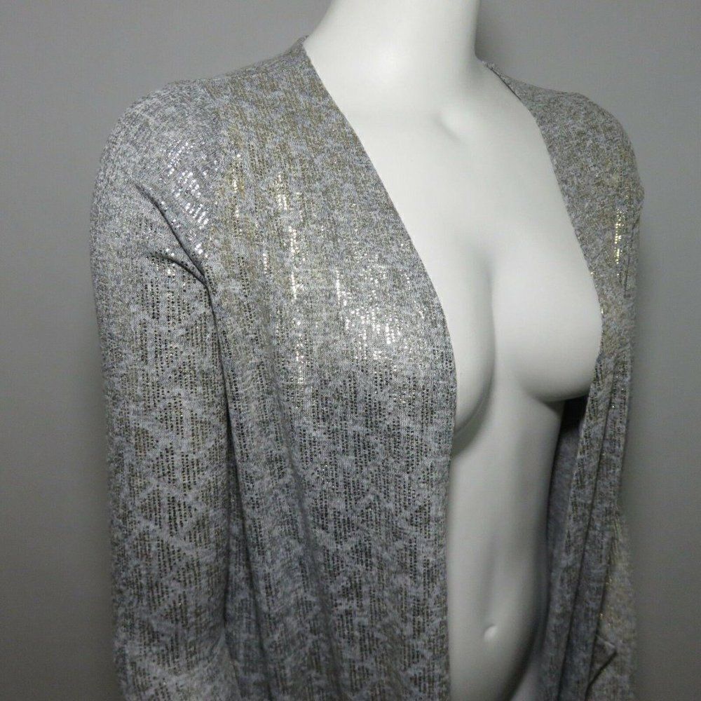 New LuLaRoe Elegant Sarah Duster S Gray Gold Silver Triangle Arrow